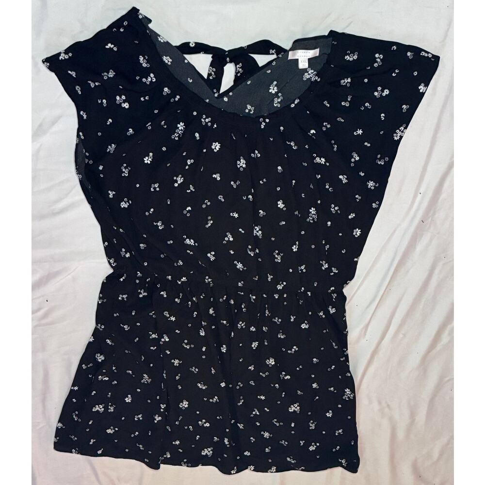 Lauren Conrad floral sleeveless knee length dress black white XXL